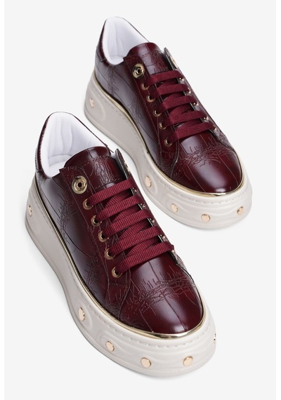 Mubiano Kadın Kroko Desenli Sneaker Kalın Tabanlı Bağcıklı Gold Detaylı Vika Bordo Bordo Krokodil Mubiano Kadın Kroko Desenli Sneaker Kalın Tabanlı Bağcıklı Gold Detaylı Vika Bordo Bordo Krokodil