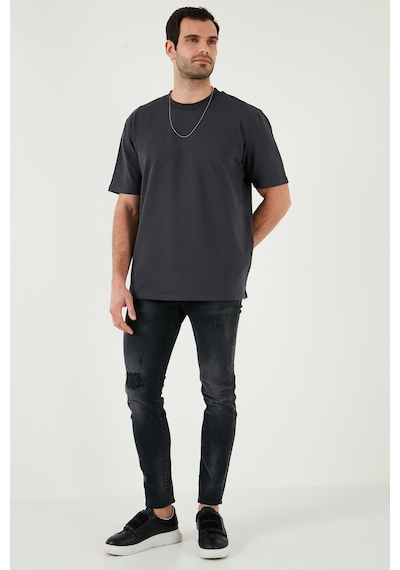 Buratti Pamuklu Bisiklet Yaka Relaxed Fit Basic Erkek T Shirt 5902610 Antrasit