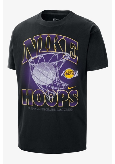 Nike Los Angeles Lakers Courtside Loose Fit Mens Tee Erkek Grafik Baskılı Bol Kesim Tişört Siyah