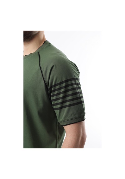 Madmext Haki Baskılı Reglan Kol Erkek Şort T-shirt Takımı E7306