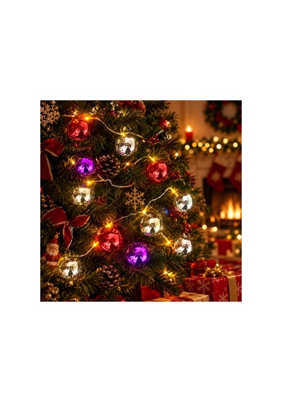 2 Metre 10 Led Pilli 2 Kademeli Parlak Top Led Yılbaşı Ağacı Süsü Mz-3 - Noel Ağacı Süsü Diğer