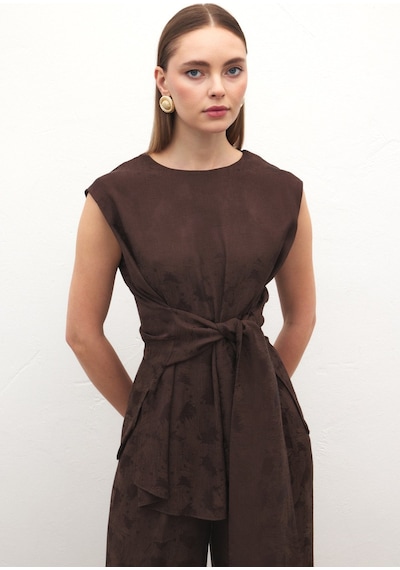 Sateen Camila Bluz - Kahve-137162 kahve