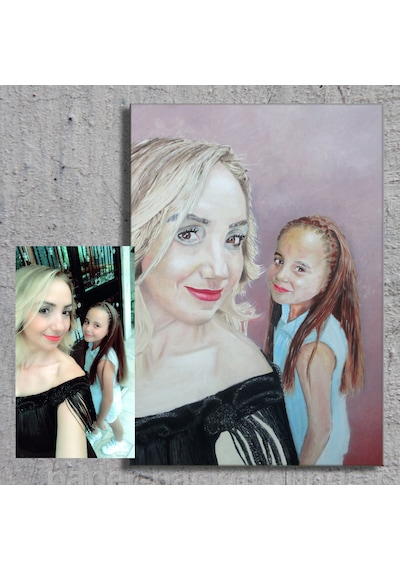 Kişiye Özel Fotoğraftan El Yapımı Yağlıboya Portre Tablo