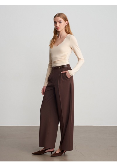 Dilvin 72662 Orta Bel Kemerli Pantolon-kahve