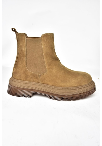 Fox Shoes R555235102 Taba Hakiki Deri Süet Kadın Bot Taba-Süet Taba