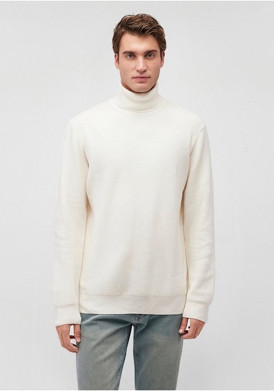 Mavi Boğazlı Beyaz Kazak Slim Fit / Dar Kesim 0710196-80194 Beyaz