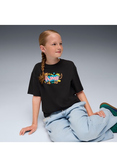 Puma Graphic Leopard Çocuk Siyah T-shirt 632225 SIYAH