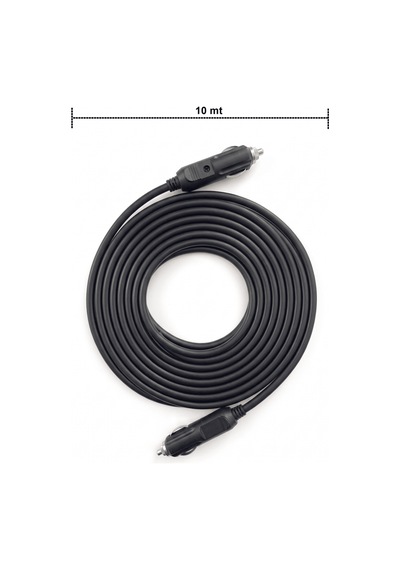 Araç Çakmaklık Uzatma Kablosu Erkek+erkek 12-24 Volt 16 Amper 2 X1 Mm Ttr Bakır 10 Mt-siyah