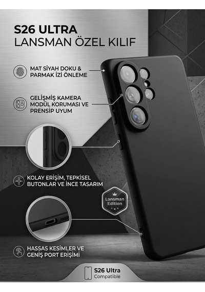 Samsung S26 Ultra Uyumlu Silikon Esnek Lansman Kılıf Siyah