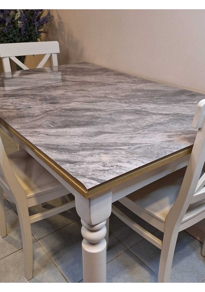 Kalın Pvc Masa Koruyucu 1.2 Mm Mika Örtü, 80 Cm En, Mermer Desen Gri