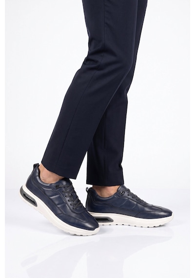 Komcero Kauçuk Tabanlı Bağcıklı Sneaker Lacivert Hakiki Deri Erkek Casual Ayakkabı Hz1774-0337