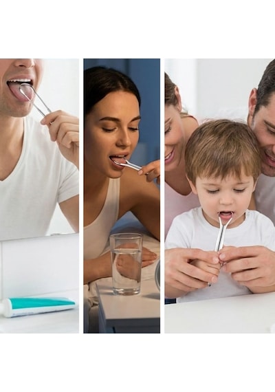 Buffer 3'lü Paslanmaz Çelik Dil Temizleyici Seti Ergonomik Dil Kazıyıcı Ve Ağız Bakım Aparatları Seti