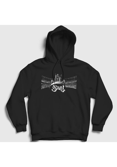 Presmono Unisex Salute Ghost Kapüşonlu Sweatshirt Siyah