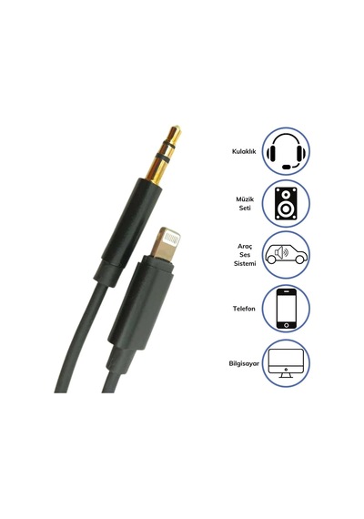 İphone Lightning Aux Araç Dönüştürücü Ses Kablosu 35 Mm Jack Girişli Standart