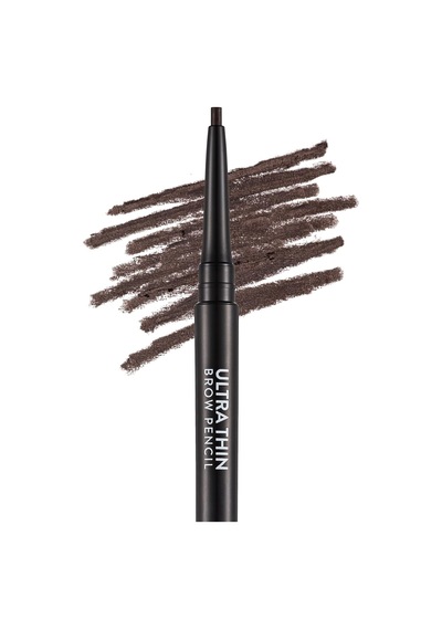 Ultra Thin Fırça Başlıklı & Asansörlü Ucu İnce Kaş Kalemi 004 Dark Brown Siyah