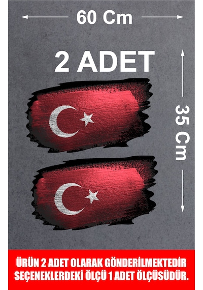 Türk Bayrağı Sticker - Türk - Bayrak - Ay Yıldız Sticker - Araba Oto Motosiklet Karavan Cam Kask Sticker - 01969 60x35 Cm