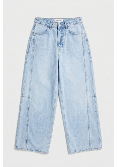 Itsbasic Kadın Ice Renk 4s6-3 Mega Baggy Fit Paça Ve Cep Detaylı Özel Tasarım Denim Jean Buz Mavi