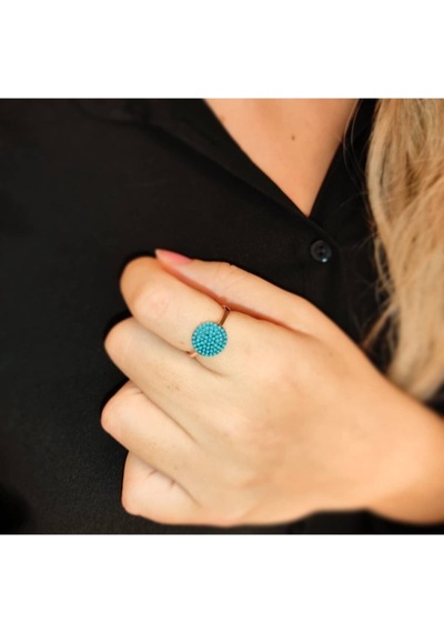 Oriental Kuyumculuk Jewellery Mavi Taşlı Rose Gümüş Ayarlanır Yüzük Rose