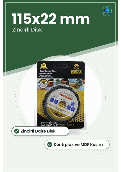 Ahşap Oyma Testere Diski 115x22 Mm Zincirli Daire Bahçe Açılı Taş