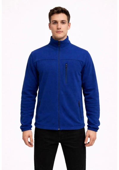 Axxel Erkek İndigo Polar Fermuarlı Hakim Yaka Sweatshirt-w1141 İndigo