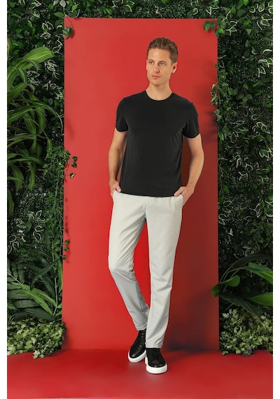 Efor Slim Fit Bisiklet Yaka %100 Pamuk Siyah Tişört Ts 878 Siyah