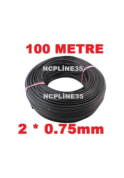 2 0.75 2X0.75Mm Hoparlör Kablo Siyah Oto Ses Anfi Kablosu