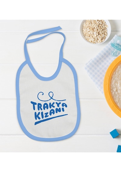BK Kids Trakya Kızanı Tasarımlı Mavi Bebek Mama Önlüğü-1