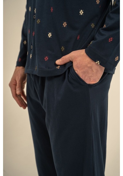 Arnetta Erkek Desenli Lacivert Gömlek Pijama Takımı Ar3854-s-v1 Ar3854-s-v1