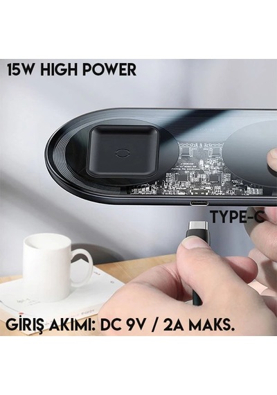Baseus Simple 2in1 Kablosuz Wireless Şarj 18w iPhone Uyumlus+ipods- 5775