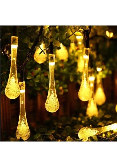 Sge Teknoloji Güneş Enerjili Su Damlasıi 30 Led Sarı Renkli Sola