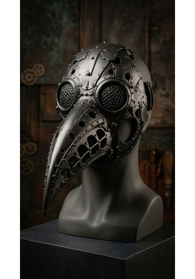 Steampunk Perçinli Siyah Veba Doktoru Yüz Maskesi Cosplay & Kostüm Aksesuarı
