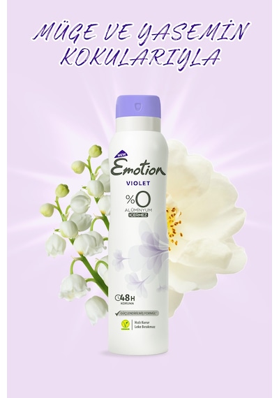 Violet Kadın Alüminyumsuz Vegan Deodorant 3x150ML Hızlı Kurur,leke Bırakmaz