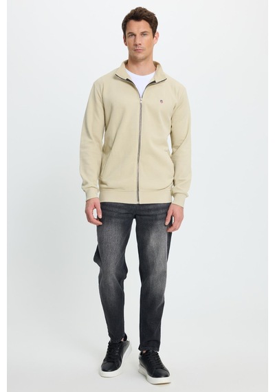 Tudors Erkek Slim Fit Dar Kesim Pamuklu Tam Fermuarlı Çift Cepli Dik Yaka Krem Sweatshirt Hırka-41890 Krem Tudors Erkek Slim Fit Dar Kesim Pamuklu Tam Fermuarlı Çift Cepli Dik Yaka Krem Sweatshirt Hırka-41890 Krem