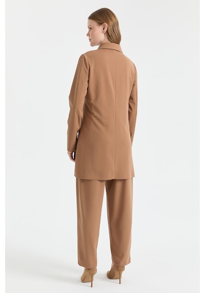 Esswaap Çift Düğmeli Ceket Pantolon Takım Camel Camel