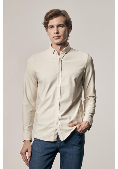 İmza Bej - Beyaz Smart Düğmeli Yaka Uzun Kol Cepsiz Slim Fit Casual Gömlek 1004255165 Bej - Beyaz İmza Bej - Beyaz Smart Düğmeli Yaka Uzun Kol Cepsiz Slim Fit Casual Gömlek 1004255165 Bej - Beyaz