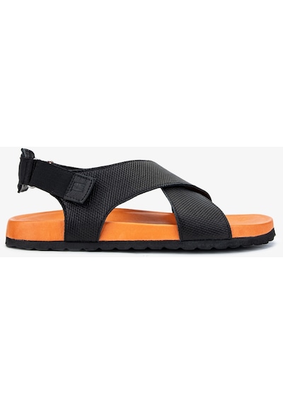 Valmenti Nia Erkek Siyah Tekstil Deri Duz Sandalet 60 9577 Erk Sndlt Y24 Siyah