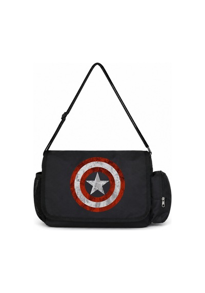 Sevbano Kaptan Amerika Avengers Kahraman Baskılı Unisex Okul, Spor, Ofis Siyah