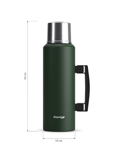 4 Camp Klasik Vakumlu Kulplu Çelik Termos 1.5 Lt. Green St-206 Açık Beyaz