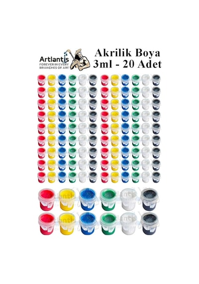 Akrilik Boya 3 Ml 6 Renk 20 Paket Mini Küçük Akrilik Boya Taş Ahşap Seramik Tuval Alçı Tuval Etkinlik Boyama Sana Renkli