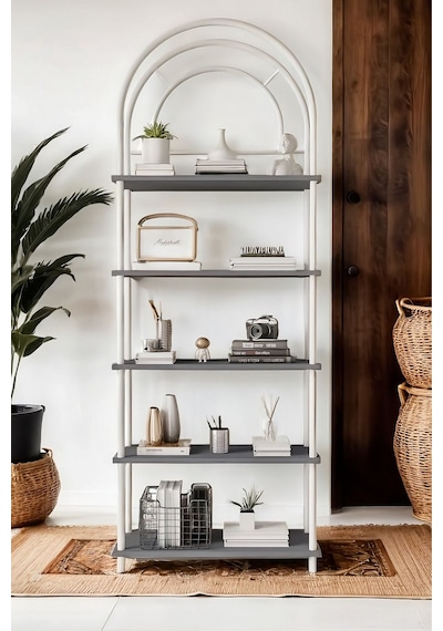 Çevir Kur Atlantik Çam Bohem Kitaplık Çok Amaçlı, 5 Raflı, Dekoratif Dolap 199x71x29 Cm Antrasit Çevir Kur Atlantik Çam Bohem Kitaplık Çok Amaçlı, 5 Raflı, Dekoratif Dolap 199x71x29 Cm Antrasit