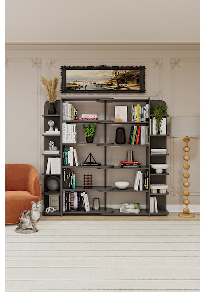 Asra Trend Modern Dönebilen Ayarlanabilir Raflı Ev Ofis Kitaplık %100 Mdf Dekoratif Kütüphane Kitaplık Dk01 Koyu Gri Asra Trend Modern Dönebilen Ayarlanabilir Raflı Ev Ofis Kitaplık %100 Mdf Dekoratif Kütüphane Kitaplık Dk01 Koyu Gri