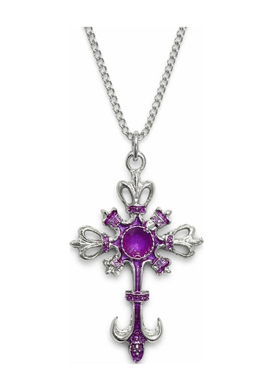 Mor Renk Kaplama Gotik Haç Kolye Unisex Metal Zincir Aksesuar Çok renkli