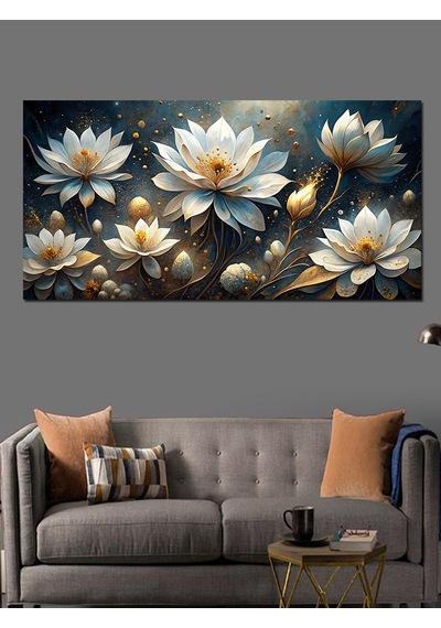 Kanvas Tablo Beyaz Lotus Çiçekleri