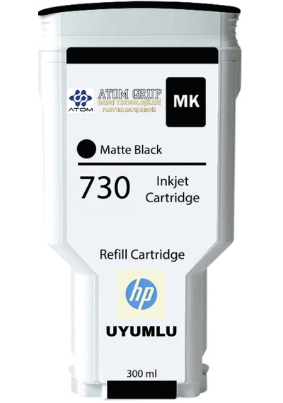 Atom Grup 730 Hp P2v66a Matte Black- Mat Siyah Uyumlu Kartuş 300 ML