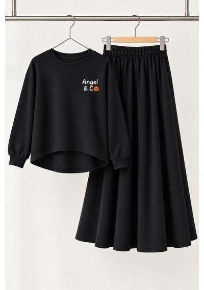 Angel&co. Girls Clothing Kız Çocuk Siyah Sweat-etek Basic Takım Siyah - 870724994 Siyah