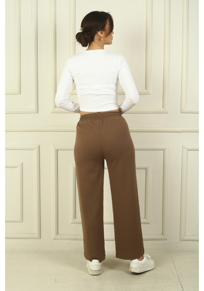 By Saygı Kadın Beli Lastikli Cepli Palazzo Oysho Pantolon Camel