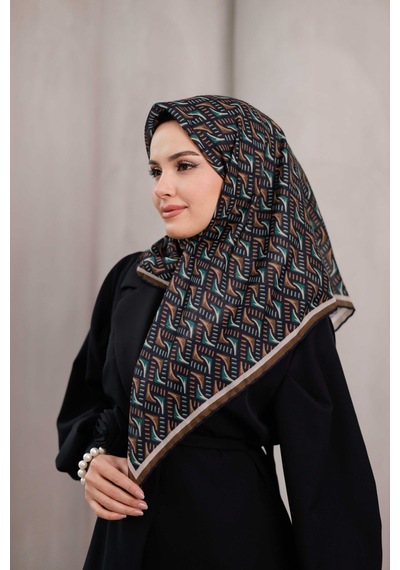 Mimiyum D S Model Soft Eşarp Kahve Zümrüt Çok Renkli