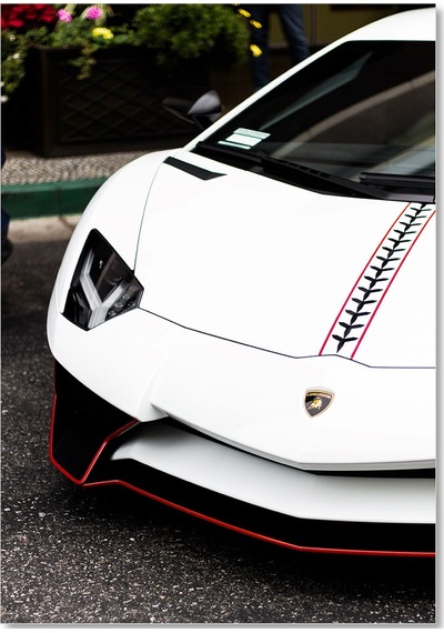 Cakasepetim Beyaz Lamborghini Ön Detay Ahşap Mdf Tablo