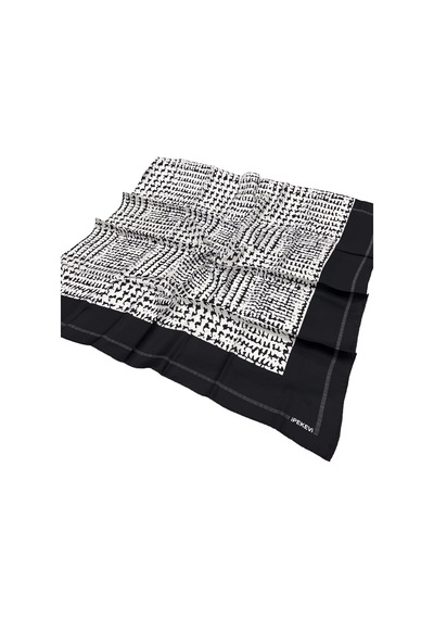 İpekevi Twill İpek Eşarp - Tweed Ekose - Siyah Beyaz - Gri