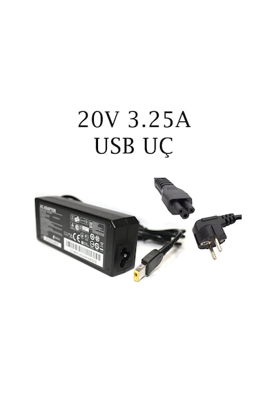 Koodmax Lenovo Uyumlu Z50-70 20354, 80E7 20V 3.25 Usb Kare Uç Adaptör Şarj Aleti